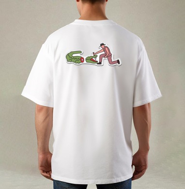 Охотник с ножом против крокодила – Hunter with Knife Against Crocodile - Купить Товары с принтом 